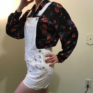 TOPSHOP MOTO white denim distressed overalls